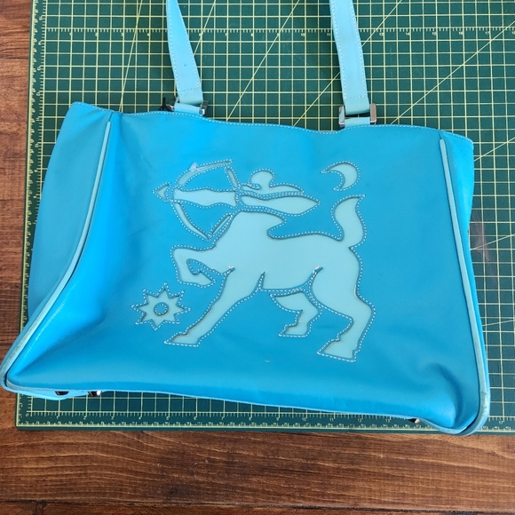 Y2K Fiona Lang Blue Zodiac Leather Tote - Picture 9 of 12